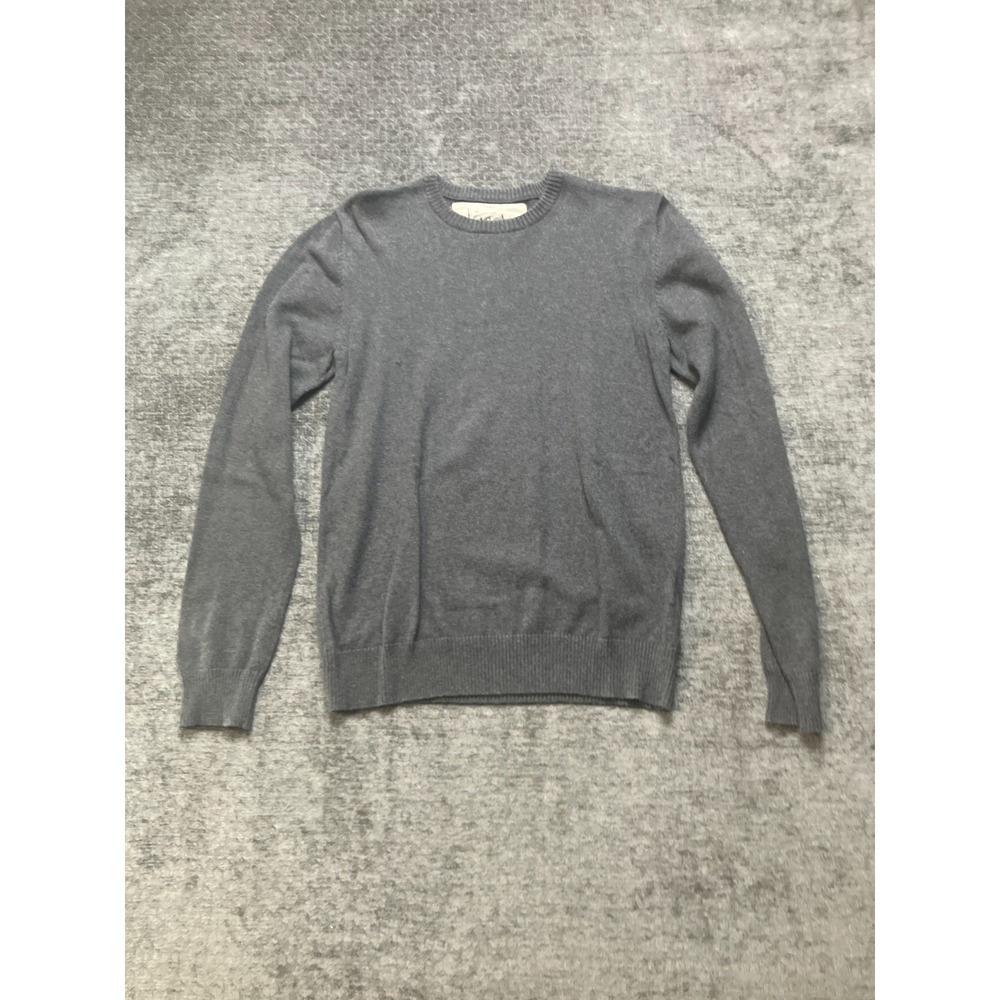 Kirra Pullover Sweater Women's Small Gray Cotton Knit Raglan Sleeve Ribbed Trim